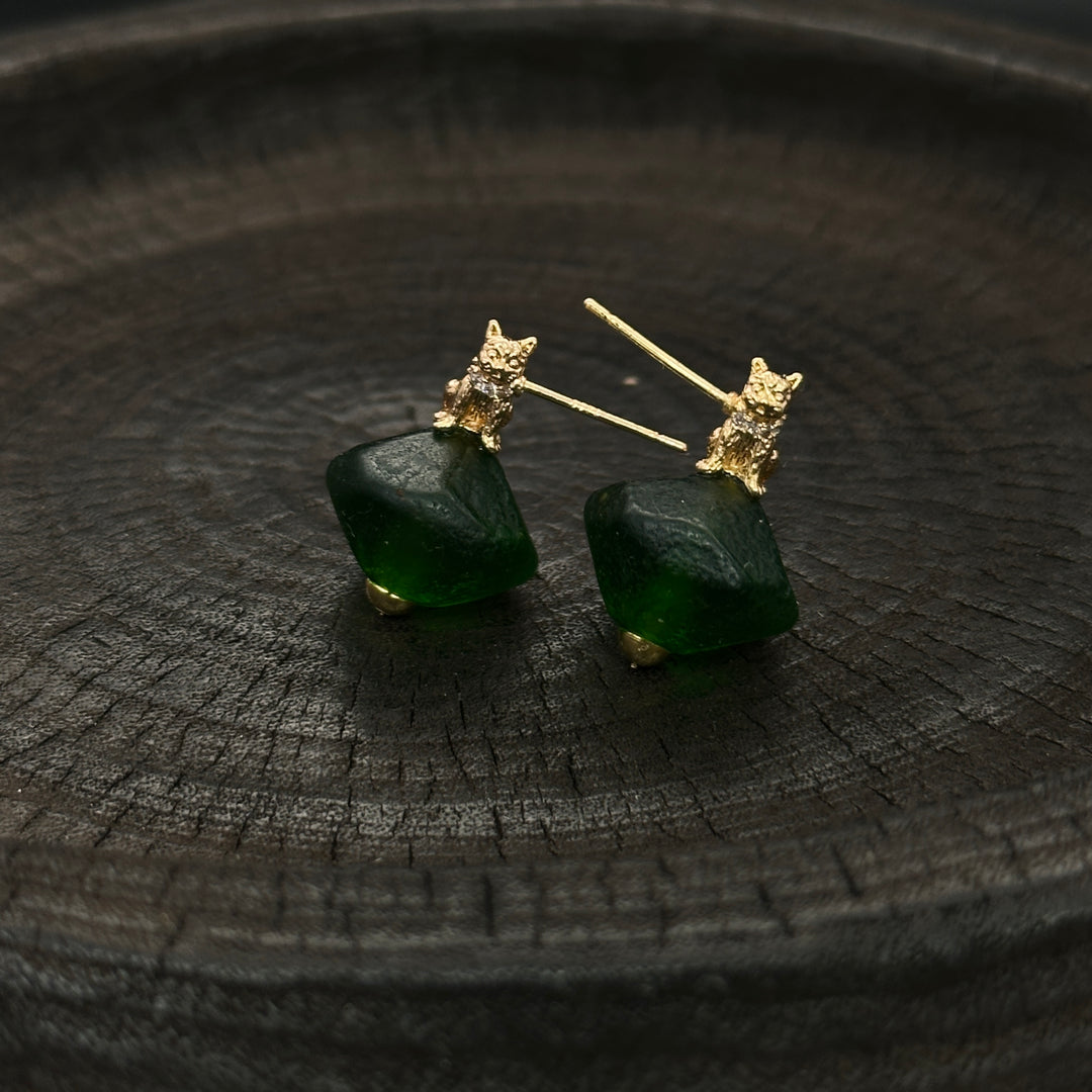 Ling Cat Guardian Stud Earrings