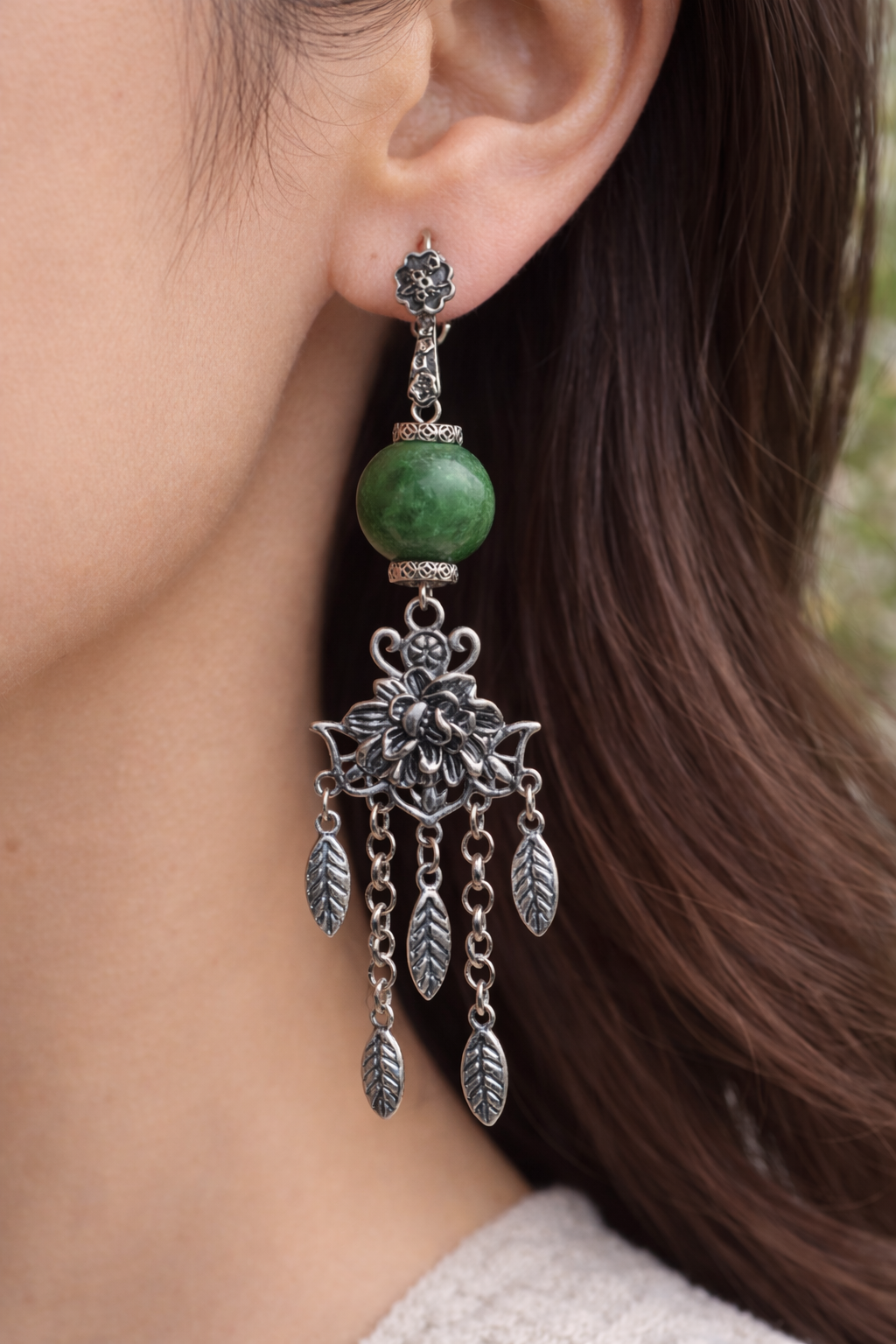 Anchored Leaf Drop Earrings