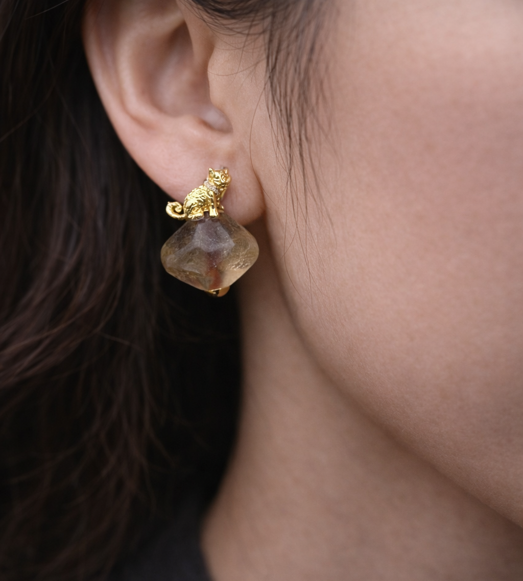Ling Cat Guardian Stud Earrings